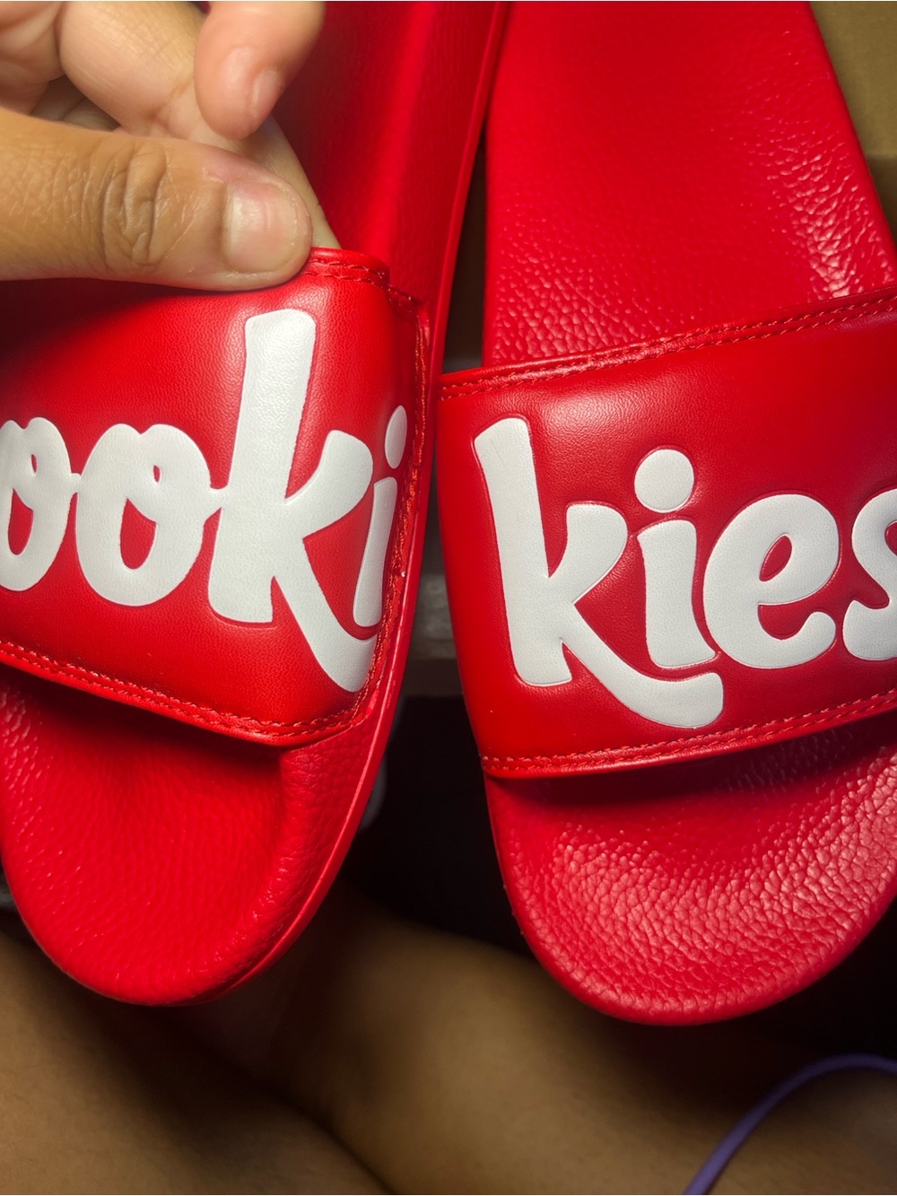 Men Red “Cookies” Slides - Picture 7 of 8
